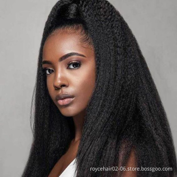 Wholesale 100% Brazilian Mink Human Hair Swiss Lace Frontal Kinky Straight  HD Full Lace Closure Wig With Baby Hair